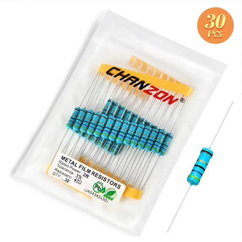 30 Pack 2W 47 Ohm Metal Film Resistors 47R Through Hole Current Limiting Tolerance 1 Percent RoHS Certified in retail bag