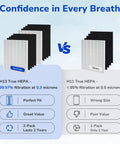 Comparison of H13 True HEPA filters with Replacement Filter A For Winix PlasmaWave Air Purifiers C535 5300 5300-2 6300 6300-2 P300 AM90 C909 9800