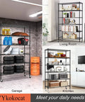 Six Tier Heavy Duty Wire Shelving Unit With Wheels 2100 Lb Capacity 45 By 18 By 82 Inches Adjustable Shelves In One Inch Increments NSF Certified Garage Basement Storage Rack Black Metal in garage with tires and supplies