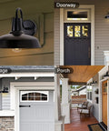 Gooseneck Barn Light Outdoor Wall Mount Fixture In Black Exterior With White Interior For Industrial Farmhouse Porch