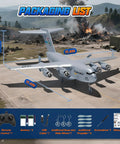Ready to Fly RC C-17 Globemaster III Plane With 6 Axis Gyro Stabilizer product dimensions and included items list.