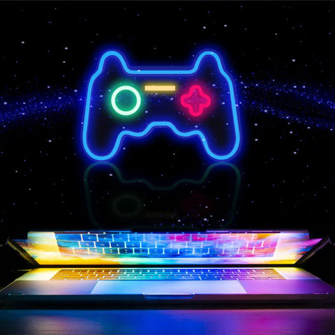 Christmas Gamepad Neon Sign For Gamers 16 By 11 Inches USB Powered LED Light For Teen Rooms Low Energy LED Sign