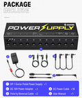 DP-1 Guitar Pedal Power Supply With 10 Isolated Outputs for 9V 12V and 18V Effects Noise Reduction Circuit Lightweight Aluminum Housing Perfect Pedalboard Hub for Studio and Live Gigs, package include view