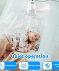 Outdoor Gazebo Ceiling Fan With Light, Plug In Patio Fan above sleeping child in tent, remote control shown, quiet operation