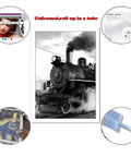 Dope Steam Train Black And White Canvas Poster Print, vintage antique photo, 8x12 inch, unframed rolled, waterproof canvas