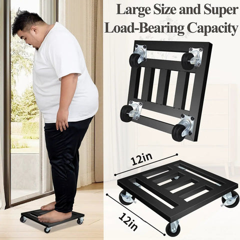 Badass Heavy Duty Plant Caddy With Wheels, 12 Inch Rolling Plant Stand, Smooth Glide Casters For Moving Flower Pots Without A Sweat, Super Load Bearing Sturdy Base For Indoor Or Outdoor Care, 2 Pack Black