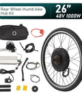 Powerful 48V 1000W 26 Inch E Bike Hub Motor Wheel Kit Rear Wheel With Thumb Throttle And Pedal Assist Sensor components
