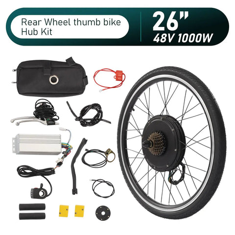 Powerful 48V 1000W 26 Inch E Bike Hub Motor Wheel Kit Rear Wheel With Thumb Throttle And Pedal Assist Sensor components