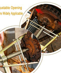 Heavy Duty 2 Jaw Wheel Hub Removal Tool With Adjustable Inner Bearing Puller Made From Forged Steel Drop-Forged Carbon Steel Heat Treated For High Torque Electroplated Rust Resistant Finish Self-Locking Leverage Design Perfect Sturdy Build For Heavy, adjustable 2-jaw puller on rusted hub