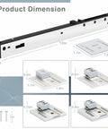 Two Pack Stainless Steel Barn Door Soft Close Mechanism For Flat Track With Adjustable Weight Up To 160 Pounds Universal Compatibility Hole Free Installation Or Drilled Track Optional Effortless Smooth Opening And Closing Silver showing dimensions and components