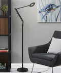 LED Floor Lamp With Adjustable Arms And Dimmer, 66.5 Inch Tall Black Contemporary Indoor Lighting in modern living room