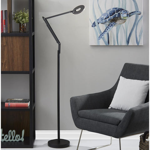 LED Floor Lamp With Adjustable Arms And Dimmer, 66.5 Inch Tall Black Contemporary Indoor Lighting in modern living room
