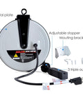 25 Ft Retractable Extension Cord Reel With 3 Outlets 16 AWG 3 Conductor SJTW Power Cable For Indoor And Outdoor Use UL Listed Safety
