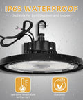 UFO LED High Bay Light 150W 24000LM 3 CCT Switchable 3500K 4000K 5000K 0 To 10V Dimmable 120 To 277V ETL Listed damp location