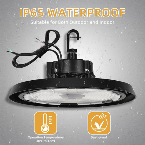 UFO LED High Bay Light 150W 24000LM 3 CCT Switchable 3500K 4000K 5000K 0 To 10V Dimmable 120 To 277V ETL Listed damp location