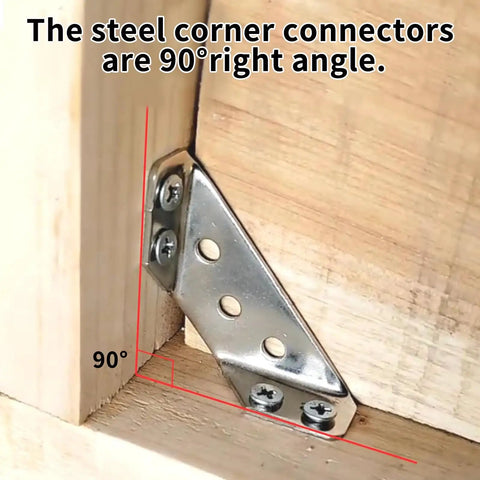 Trapezoid L Shelf Bracket Set 15 Pack Corner Connectors Stainless Steel Heavy Duty With Mounting Hardware For Wood Furniture Cabinets Vanities And DIY Projects Great For Quick Repairs And Reinforcement