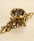 Euro Rose Floral Ivory Cabinet Knobs With Backplates Set Of 5 Drawer Pulls featuring vintage rose design and elegant detailing