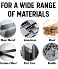 Image showcasing materials compatible with Tough As Nails 28 Piece Solid Carbide Burr Set Uncoated Rotary Files for precision work.