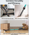 Beast Mode Cordless Vacuum Cleaner With 650W Motor And 55KPa Suction cleaning car seat, edges, and under furniture.