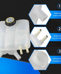 Mazda 3 Coolant Reservoir Tank With Cap For 2004-2013 Mazda 3 And 2009-2013 Mazda 3 Sport Replacement Part LF5015350 5M5H8K218AA Easy Install Leak-Proof Cap, shown with material and design features