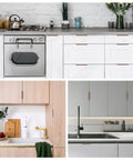 Curved Aluminum Finger Edge Drawer Pulls 120mm Brown 16 Pack Modern Style Cabinet Handles Invisible Wardrobe in kitchen setup