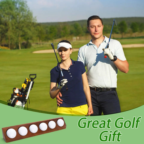 Solid Wood Golf Ball Display Case With Walnut Finish, Wall Mount Or Desktop Holder for six balls, great golf gift.