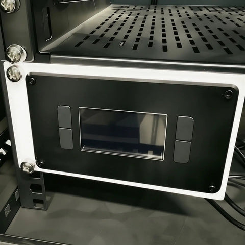 Slick 19 Inch Server Rack Mounting Plate For Electronic Controllers And Network Equipment With Heavy Duty Steel Mounting Brackets front view.