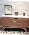 Vintage Butterfly Cabinet Knob Drawer Pull For Cabinets And Furniture Retro Metal Hardware For Wardrobe Dresser Cupboard Elegant Antique Decor And Easy Grip shown on a wooden drawer