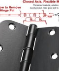 Diagram showing how to remove a hinge pin from 30 Pack Satin Chrome Door Hinges 3.5 Inch With 5 By 8 Radius And Six Holes, 2.2mm Thick.