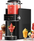 Super Chill Slushie Maker For Home With Rapid Freeze Ice Cream Cycle And Forty Ounce Basin In Matte Black Body with frozen drinks.