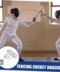 Fencing duel with image inset of 3 Piece Stainless Epee Socket Replacement Bracket Set for Fencing Training, Hassle Free Install