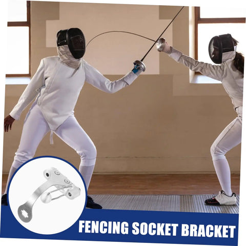 Fencing duel with image inset of 3 Piece Stainless Epee Socket Replacement Bracket Set for Fencing Training, Hassle Free Install