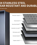 Black Stainless Shower Niche Shelf 12.5 X 12.5 X 4.7 Inches Slick Flush Mount Recessed Niche with 304 stainless steel layers diagram