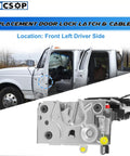 Ford Front Left Driver Side Door Lock Latch Assembly Replacement With Cable Rod Kit for 1992-1997 F150 F250 F350 Bronco