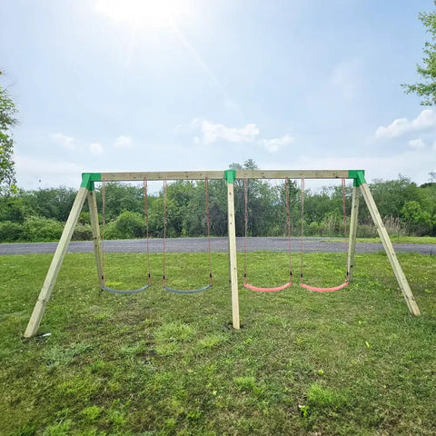 Two Pack Heavy Duty Rust Resistant Steel A Frame End Swing Brackets For Backyard Playground Set Includes Mounting Hardware For Easy DIY Installation Green