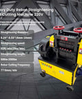 Heavy Duty Rebar Straightening And Cutting Machine for Job Sites displayed indoors, showing control handles and specs on screen.