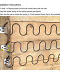 Easy Fix No Sag Spring Clips Furniture Repair Kit 50 Pack showing zigzag spring installation on wood frame with S clips.