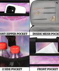 Insulated Picnic Backpack Lunch Bag That Slaps with organized pockets for cutlery, phone, and bottles, 12x8.7x10 inch size.
