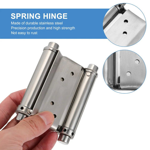 Double Action Spring Door Hinges 2 Pack Stainless Steel Heavy Duty Butt Hinges with Smooth Operation detail view.