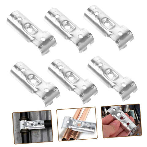 Six Pack Carbon Steel Fence Rail T Clamps End Rail Connectors No Weld Design For Quick Install Built Tough visible in image