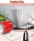 Heavy Duty Boat Keel Guard For Fiberglass And Aluminum Hulls Self Adhesive Strip displayed with dimensions, 6ft length and 5 inch width.