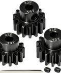 Three-Piece 32P Pinion Gear Set Hardened Steel 3.175mm Shaft 45 Pitch 13T 14T 15T 0.8M For 1 By 10 Scale RC Cars Upgrade