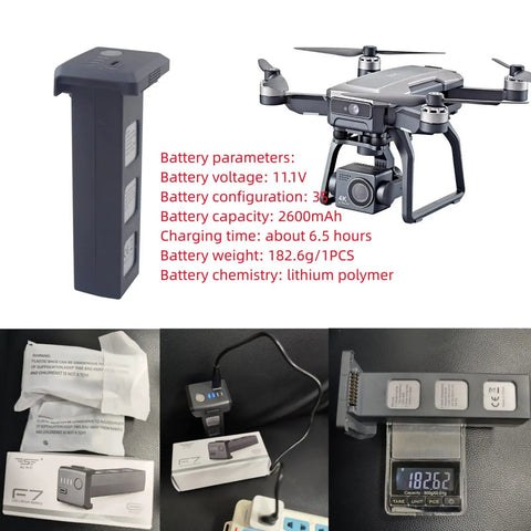 2 Pack 11.1V 2600mAh 3S LiPo Battery with USB Charging Cables for SJRC F7 Series Quadcopter Drone