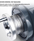 6 Inch 3 Jaw Chuck Milling Machine Indexing Head With Vertical Horizontal Indexing Plate Rotary Table Set Including Tailstock Forged From Solid Cast Iron showing precision indexing gear.