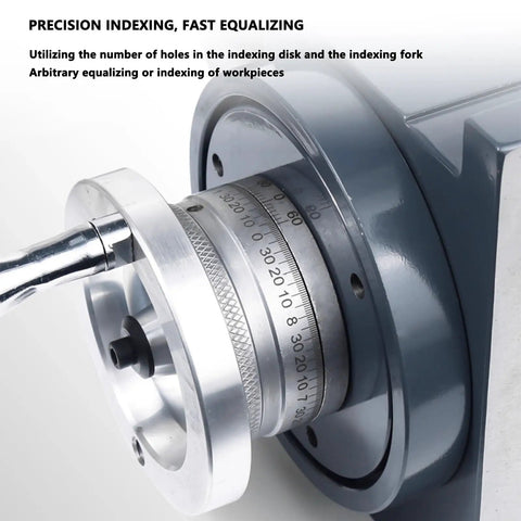 6 Inch 3 Jaw Chuck Milling Machine Indexing Head With Vertical Horizontal Indexing Plate Rotary Table Set Including Tailstock Forged From Solid Cast Iron showing precision indexing gear.