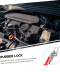 Flexible T Handle Latches With Rubber Grip For Car Hood And Toolbox Secure Latch Kit Includes Hood Pins Hasps And Lock Heavy Duty Abrasion Resistant Clip installed on a car engine