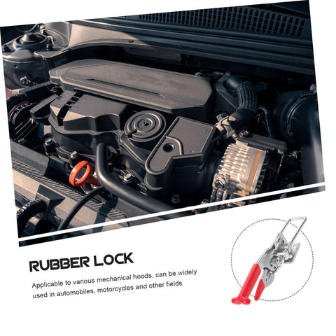 Flexible T Handle Latches With Rubber Grip For Car Hood And Toolbox Secure Latch Kit Includes Hood Pins Hasps And Lock Heavy Duty Abrasion Resistant Clip installed on a car engine