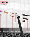 Beast Pro-Grade TIG Welding Accessories Kit, 71 Pieces with torch handle, cups, collets, and back caps for WP 17 18 26