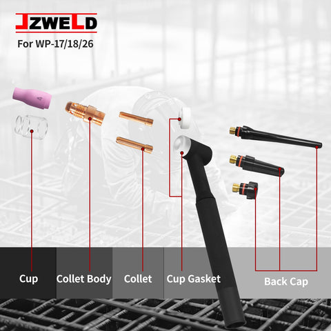 Beast Pro-Grade TIG Welding Accessories Kit, 71 Pieces with torch handle, cups, collets, and back caps for WP 17 18 26