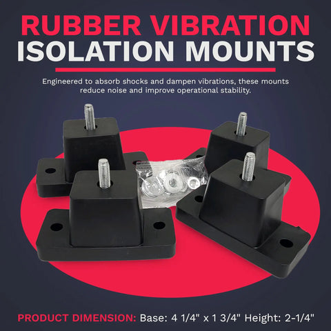 Heavy Duty Natural Rubber Anti Vibration Mounts For Ductless Mini Split Condensing Unit With All Stainless Steel Hardware, 4-pack.